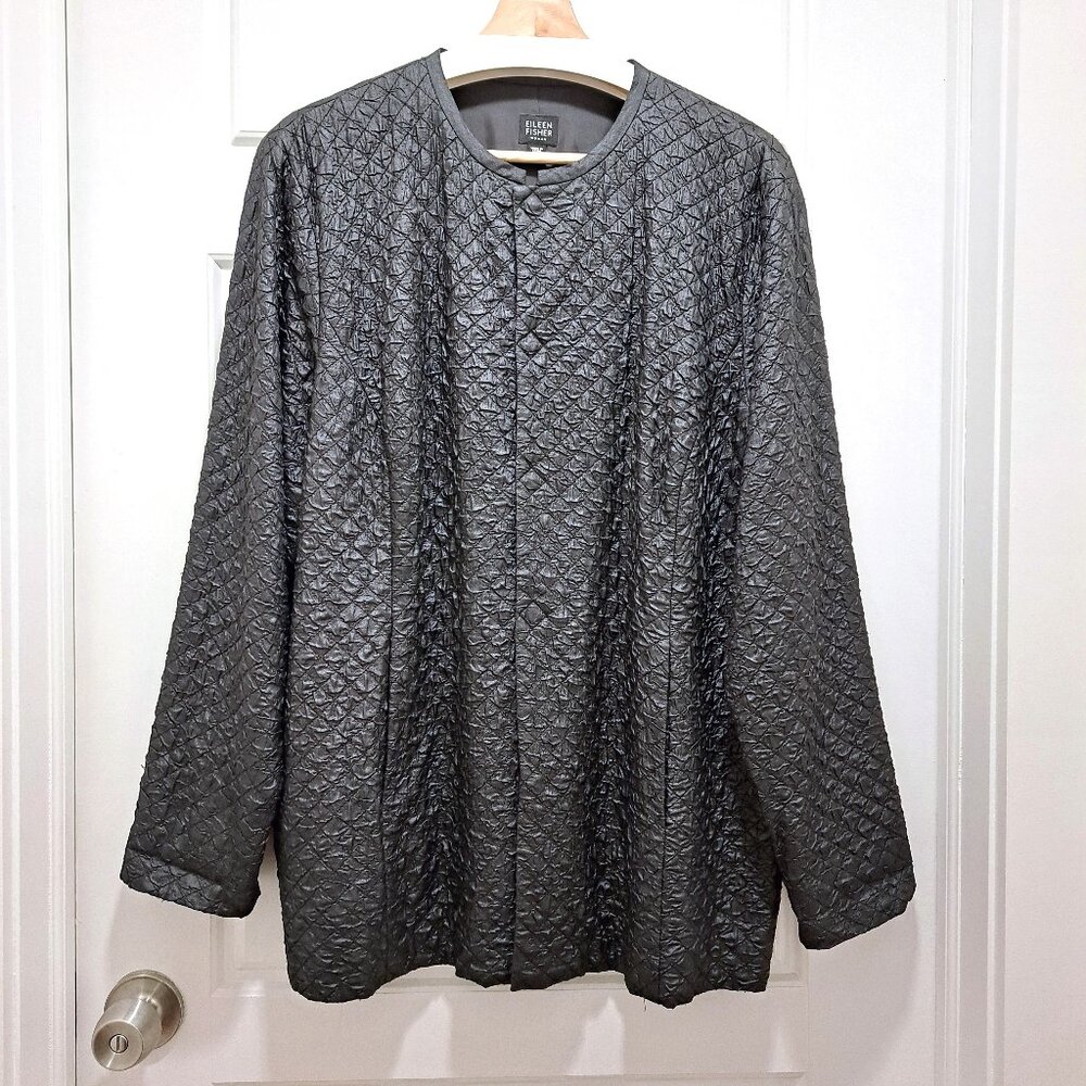 Eileen Fisher Silk Textured Long Sleeve Jacket Magnetic Closure Size 1X - Picture 1 of 11